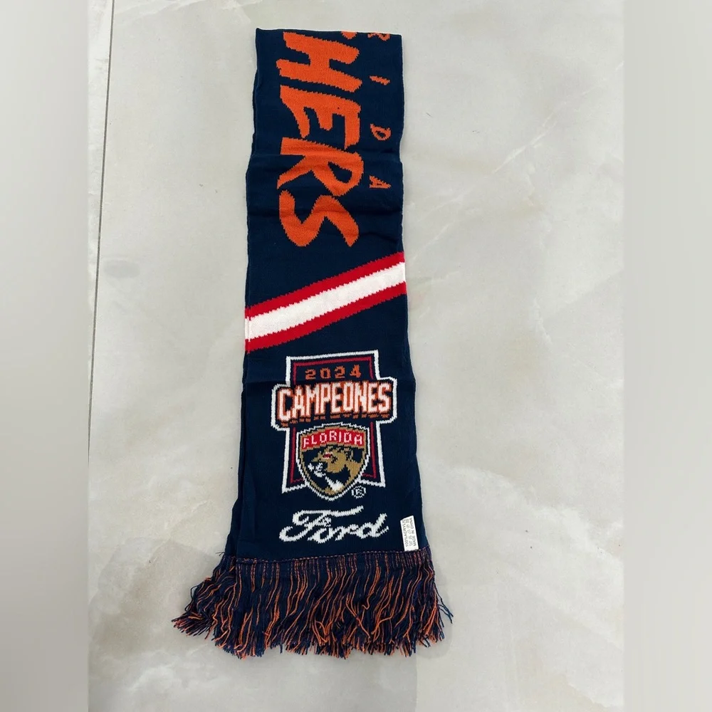 New In Package Vamos Gatos! Florida Panthers 2024 CAMPEONES NHL Hockey Scarf
